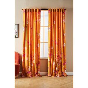 Anthropologie Floral Orange Curtains